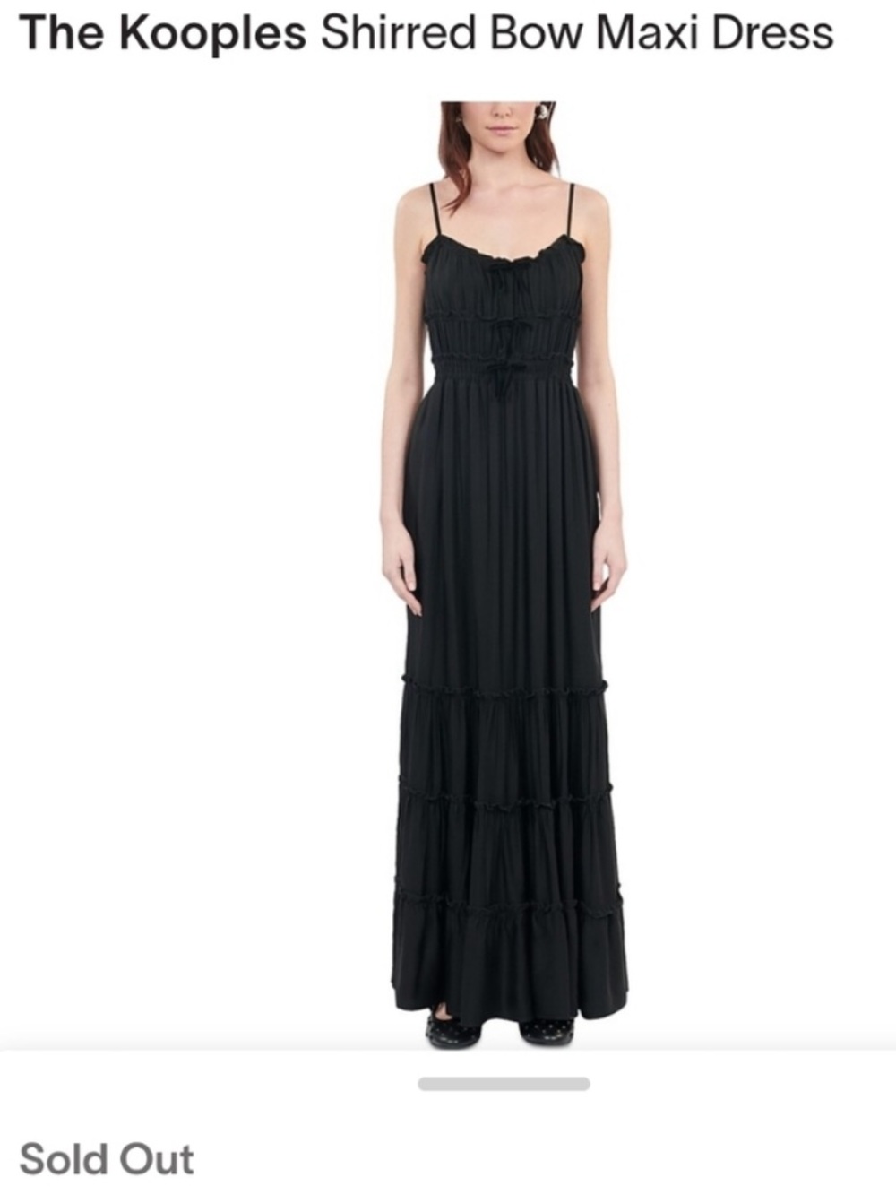 The Kooples Shirred Velvet Bow Long Maxi Dress NWT Size FR 0, US XS - Picture 8 of 9